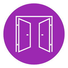 Open doors line icon.