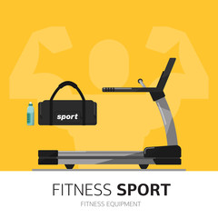 Treadmill icon. Gym equipment concept. Fitness life. Sport lifestyle. Flat design.