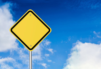 blank warning sign on blue sky background