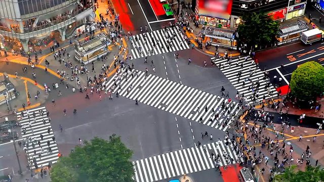 Tokyo's Shibuya pedestrian crossing also known as Shibuya scramble