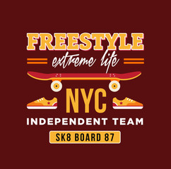 skateboard graphic design for t-shirt. NYC independent team.