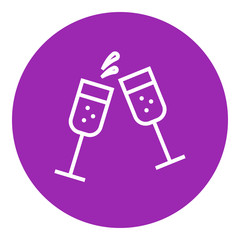 Two glasses of champaign line icon.