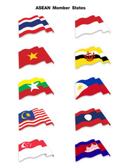 flags of AEC members, Asean Economic Community