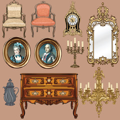 Collection d& 39 objets style Louis XV