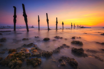Sunset seascape, Beach in Thailand. Nature and travel concept.