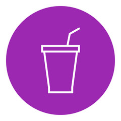 Disposable cup with drinking straw line icon.