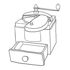 Coffee Grinder Vintage line art illustration