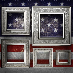 silver background painted to US flag. 3D illustration
