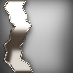 polished metal element on gray background. 3D illustration