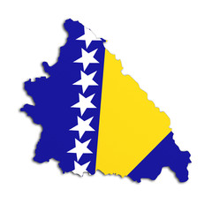 Silhouette of Bosnia Herzegovina map with flag