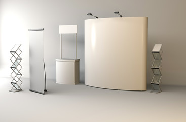 Trade exhibition stand, Exhibition Stand round, 3D rendering vis
