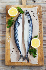 Mackarel at cutting table