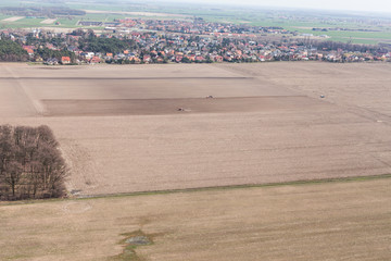 Obraz premium aerial view of over the harvest fields