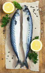 Mackarel at cutting table