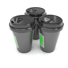Three paper coffee cups. 3d rendering.