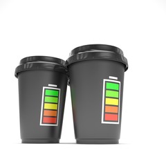 Three paper coffee cups. 3d rendering.