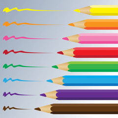 Color pencil on a grey background. Vector Carbon pencil.