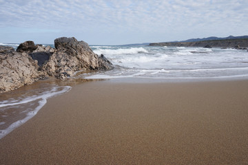 Sea waves rocks background travel, tourism