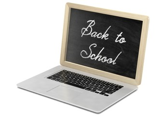   Laptop with chalkboard, back to school, education concept. 3d rendering.