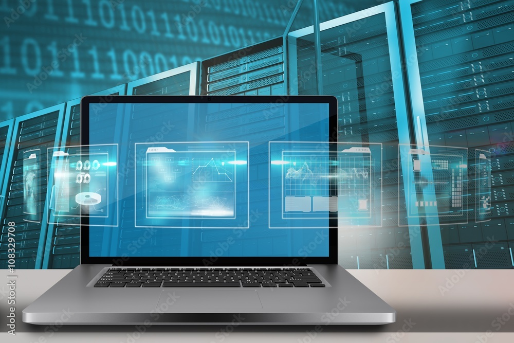 Fototapete composite image of a large screen of a computer
