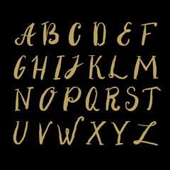 Hand drawn alphabet and design elements.
