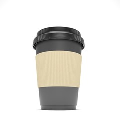 Coffee to go on white. 3d rendering.