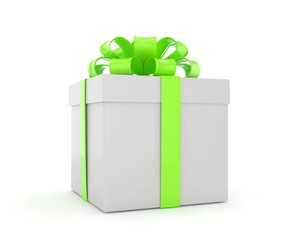 gift box with bows isolated on white. 3d rendering.