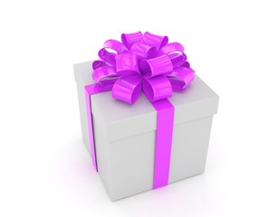 Obraz premium gift box with bows isolated on white. 3d rendering.