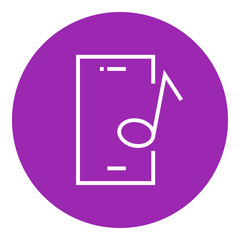 Phone with musical note line icon.