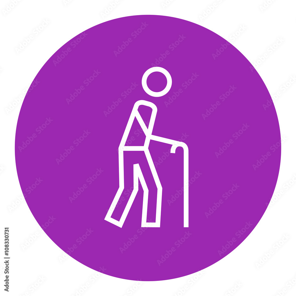 Poster man with cane line icon.