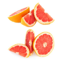 Served grapefruit composition isolated over the white background