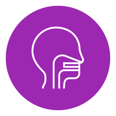 Human head with ear, nose, throat system line icon.