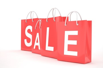 sale written on shopping bag. 3d rendering.