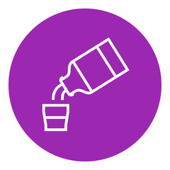 Medicine and measuring cup line icon.