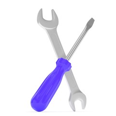 3D Illustration Wrench and screwdriver, service concept