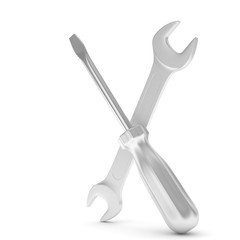 3D Illustration Wrench and screwdriver, service concept