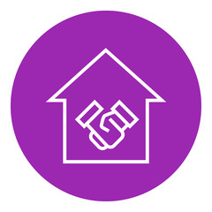 Handshake and successful real estate transaction line icon.