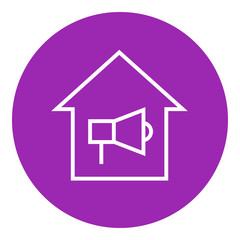 House fire alarm line icon.