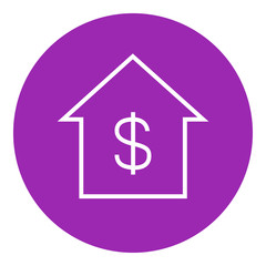House with dollar symbol line icon.
