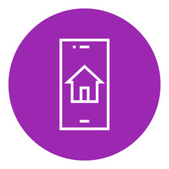Property search on mobile device line icon.