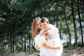 Happy couple on the beach