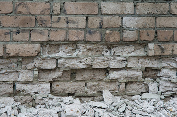 breaked brick wall.