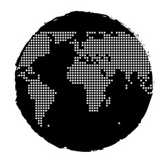 World globe with dotted map and vector brush effect