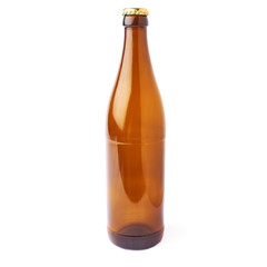 Empty beer glass bottle isolated over white background