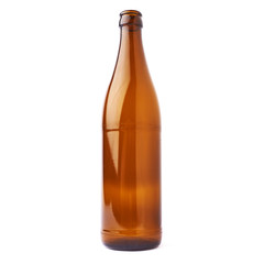 Empty beer glass bottle isolated over white background