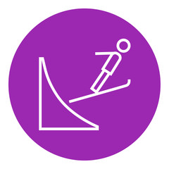 Ski jumping line icon.