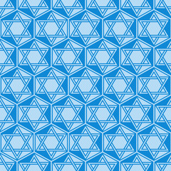 Blue background with six-rays stars ans triangles tessellation