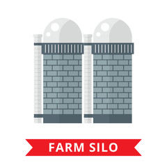 Farm grain silo. Silo vector icon. Flat agriculture sign
