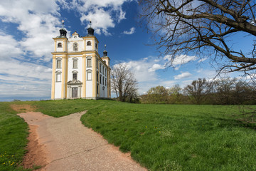 Moravsky Krumlov, Chapel of St. Florian. spring landscape. South