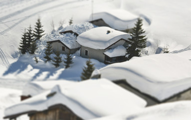 Majestic view  snow mountains and hills  covered by snow